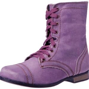 Vintage purple Steve Madden boots with peach silk ribbon laces